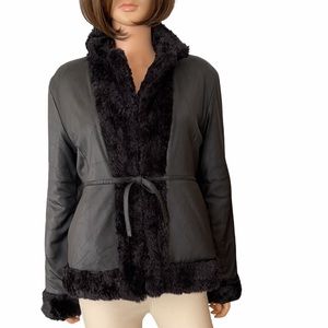 Static black faux fur lined jacket